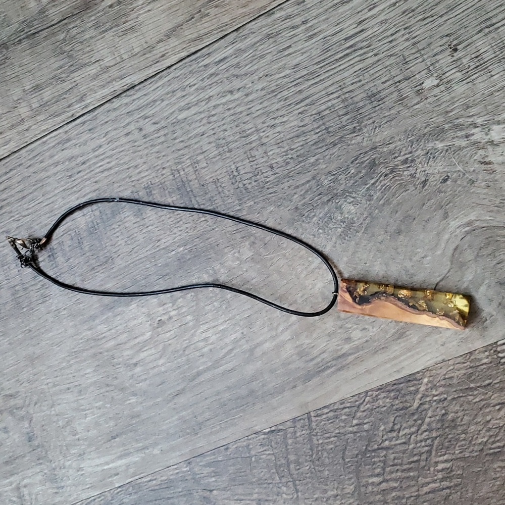 🆕 Artist-made "amber" wood resin pendant